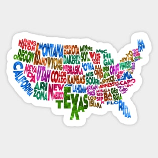 Colorful and Typographic USA Map Sticker